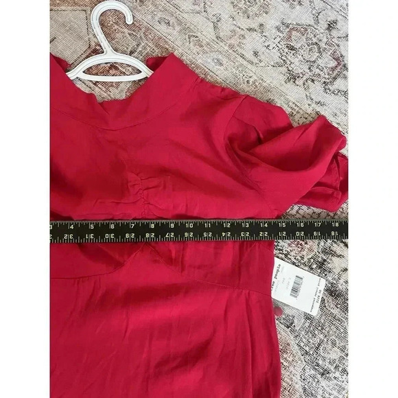 Free People Be My Baby Red Ruched Mini Dress Womens Size 2 NWT - Picture 9 of 11
